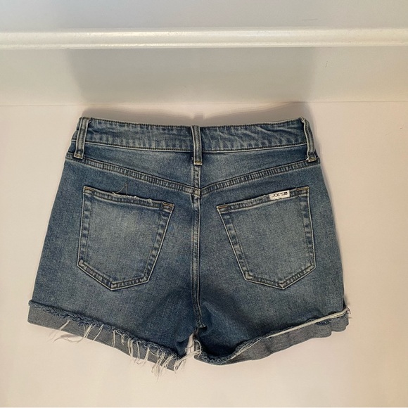 JOE’S JEANS SHORTS BLUE STRETCH DENIM FADE DISTRESSED WHISKERING CUFF SIZE 25 - Picture 4 of 7